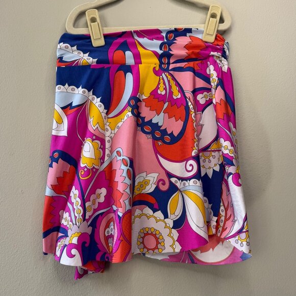 TRINA TURK Sevilla Skirt Womens XS Floral Swim Cover Up Psychedelic Preppy Boho - Picture 2 of 6